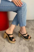 Kadın Rina Siyah 10 cm Platfom Topuklu Mantar Taban Terlik & Sandalet K-840 - 5