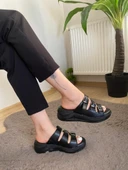 Kadın Siyah Mazer Konfor Ortopedik Taban Tokalı Terlik - 1