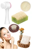 5'li Kabak Lifli Avokado Sabun Yüz Pedi Cilt Temizleme Fırçası Sıkılaştırma Temizleme Peeling Seti - 1