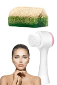 2'li Tüm Cilt Bakım Seti Kabak Lifli Aloe Vera Sabun Çift Taraflı Yüz Temizleme Fırçası - 1