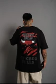 Erkek Sırt Baskılı A Kalite Oversize T-shirt - Siyah - 3