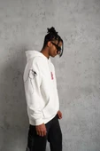 Erkek Maske Baskılı Kapüşonlu Sweat - Beyaz - 2