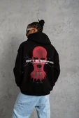 Erkek Maske Baskılı Kapüşonlu Sweat - Siyah - 1