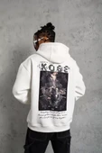 Erkek Baskılı Kapüşonlu Sweat - Beyaz thumbnail 1