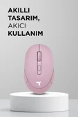 Torima TM-17 Pembe Çift Modlu Sessiz Kablosuz Mouse Fare thumbnail 3