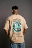 Erkek Sırt Baskılı T-shirt - Bej - 3