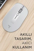 Torima TM-18 Beyaz Çift Modlu Sessiz Kablosuz Mouse Fare thumbnail 3