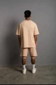 Erkek Alev Baskılı İkili Şortlu Takım - Bej thumbnail 2