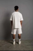 Erkek Alev Baskılı İkili Şortlu Takım - Beyaz thumbnail 2