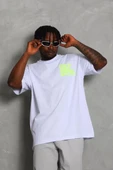 Unisex Oversize Baskılı Bisiklet Yaka T-Shirt - Beyaz - 3