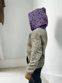 Kadın Baskılı Kapüşonlu Sweatshirt - Gri thumbnail 3