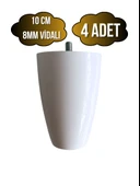 Plastik Ayak 8mm Vidalı Mobilya Koltuk ve Baza Ayağı(BEYAZ)(10CM)(8MM)(VİDALI) Beyaz 10cm 10cm - 4 ADET thumbnail 1