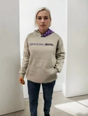 Kadın Baskılı Kapüşonlu Sweatshirt - Gri thumbnail 1