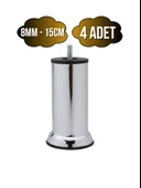Metal Ayak Vidalı Pasolu Mobilya Yatak Koltuk Baza Ayağı(METAL)(10CM - 12CM - 15CM)(8MM)(VİDALI) Krom 15cm 15cm - 4 ADET thumbnail 1