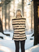 Kadın Kolsuz Hakiki Deri Kürk - Siyah - 2