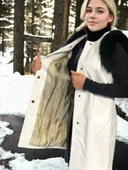 Kadın Kolsuz Hakiki Deri Kürk - Beyaz thumbnail 2