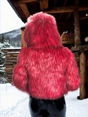 Kadın Uzun Kollu Kürk - Bordo - 3