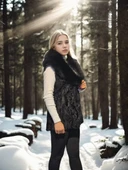 Kadın Kolsuz Hakiki Kürk - Siyah thumbnail 3