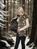 Kadın Kolsuz Hakiki Deri Kürk - Siyah thumbnail 1