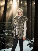 Kadın Kolsuz Hakiki Deri Kürk - Siyah thumbnail 4