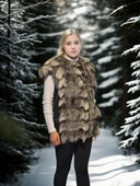 Kadın Kolsuz Hakiki Deri Kürk - Siyah thumbnail 3