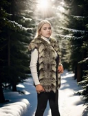 Kadın Kolsuz Hakiki Deri Kürk - Siyah thumbnail 5