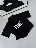 Unisex Baskılı Yarım Fermuarlı T-Shirt - Siyah thumbnail 4