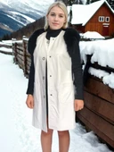 Kadın Kolsuz Hakiki Deri Kürk - Beyaz thumbnail 1