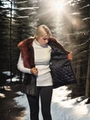 Kadın Kolsuz Hakiki Kürk - Siyah - 3