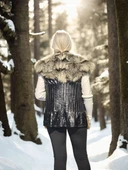 Kadın Kolsuz Hakiki Deri Kürk - Siyah thumbnail 2