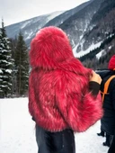 Kadın Uzun Kollu Kürk - Bordo - 2