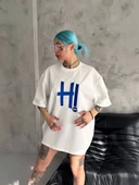 Unisex Nakış İşlemeli T-Shirt - Beyaz thumbnail 2