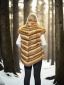 Kadın Kolsuz Hakiki Kürk - Kahve thumbnail 2