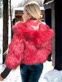 Kadın Uzun Kollu Kürk - Bordo - 1