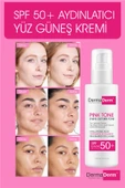 Dermaderm 2 Adet +50 SPF Pink Tone Aydınlatıcı Ton Eşitleyici Yüz Bakım ve Güneş Kremi 2 x 100 ml. - 4