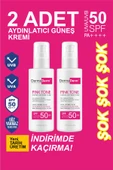 Dermaderm 2 Adet +50 SPF Pink Tone Aydınlatıcı Ton Eşitleyici Yüz Bakım ve Güneş Kremi 2 x 100 ml. - 1