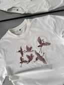 Unisex Nakış İşlemeli T-Shirt - Beyaz thumbnail 3