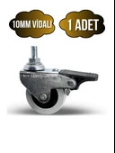 Vidalı Frenli Sandalye Tekeri Koltuk ve Sehpa Tekeri(10MM)(50MM)(KROM - GRİ)(FRENLİ)(VİDALI) Gri GRİ - 1 ADET thumbnail 1