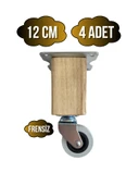 Kale Ahşap Tekerli Ayak Mobilya Masa Dolap Tekerli Ayağı(FRENSİZ)(12CM - 15CM)(CEVİZ AĞACI) Açık Ceviz 12cm FRENSİZ 12cm - 4 ADET thumbnail 1