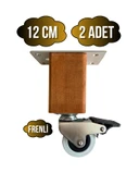 Kale Ahşap Tekerli Ayak Mobilya Masa ve Dolap Tekerli Ayağı(FRENLİ)(12CM-15CM)(KAYIN/GÜRGEN AĞACI) Ceviz 12cm FRENLİ 12cm - 2 ADET - 1