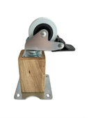 Kale Ahşap Tekerli Ayak Mobilya Masa Dolap Tekerli Ayağı(FRENLİ)(12CM - 15CM)(CEVİZ AĞACI) Açık Ceviz 15cm FRENLİ 15cm - 2 ADET thumbnail 3