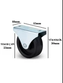 Sabit Tabanlı Masa Tekeri Sehpa ve Dolap Tekeri(Teker Çapı:25MM Yükseklik:30MM)(KROM-SİYAH) Siyah SİYAH - 2 ADET - 3