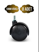 Vidalı Masa Tekeri Sandalye ve Koltuk Tekeri(10MM)(50MM)(SİYAH) Siyah 10mm SİYAH - 8 ADET thumbnail 1