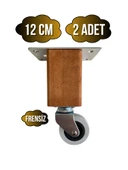Kale Ahşap Tekerli Ayak Mobilya Masa ve Dolap Tekerli Ayağı(FRENSİZ)(12CM-15CM)(KAYIN/GÜRGEN AĞACI) Ceviz 12cm FRENSİZ 12cm - 2 ADET thumbnail 1