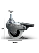 Vidalı Frenli Sandalye Tekeri Koltuk ve Sehpa Tekeri(10MM)(50MM)(KROM - GRİ)(FRENLİ)(VİDALI) Gri GRİ - 2 ADET thumbnail 3