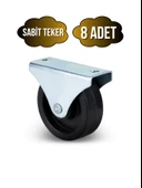 Sabit Tabanlı Masa Tekeri Sehpa ve Dolap Tekeri(Teker Çapı:25MM Yükseklik:30MM)(KROM-SİYAH) Siyah SİYAH - 8 ADET - 1
