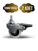 Vidalı Frenli Sandalye Tekeri Koltuk ve Sehpa Tekeri(10MM)(50MM)(KROM - GRİ)(FRENLİ)(VİDALI) Gri GRİ - 2 ADET thumbnail 1