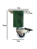 Kale Ahşap Tekerli Ayak Mobilya Masa ve Dolap Tekerli Ayağı(FRENLİ)(12CM-15CM)(KAYIN/GÜRGEN AĞACI) Yeşil 12cm FRENLİ 12cm - 1 ADET - 4