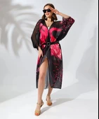 Kadın Rahat Kesim Şifon Kimono - Siyah thumbnail 5