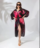 Kadın Rahat Kesim Şifon Kimono - Siyah thumbnail 7